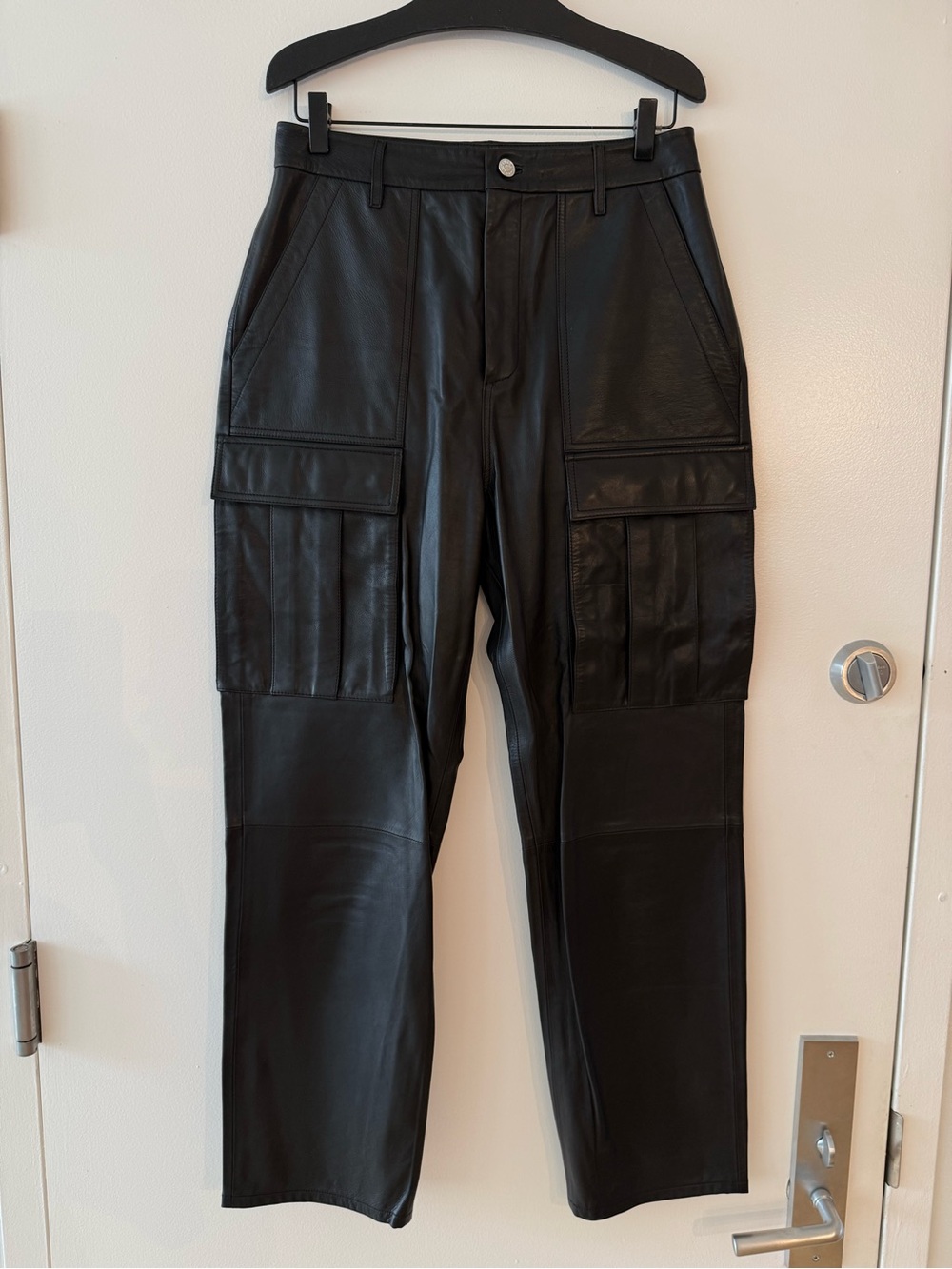 GRLFRND Black Leather Cargo Trousers - Picture 4 of 8